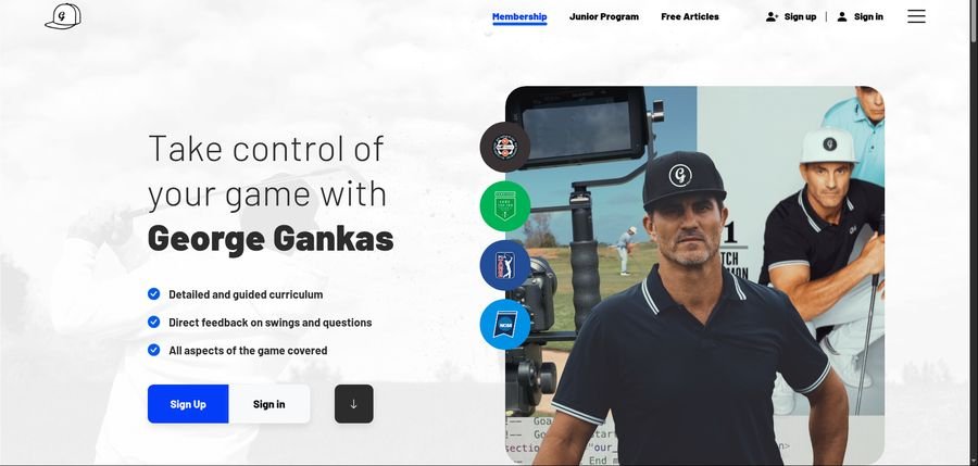 George Gankas Golf website hero section